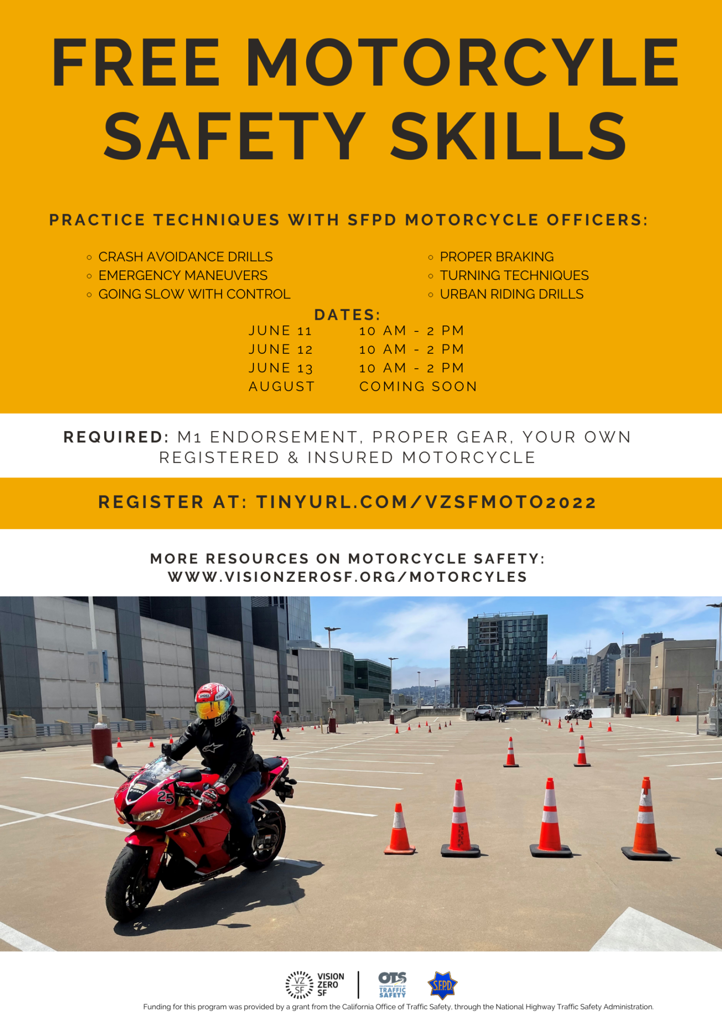 June 2022 VZ Motorcycle Safety Courses Vision Zero SF