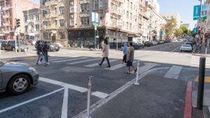 Pedestrians in a crosswalk in Leavenworth